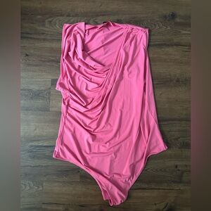 Professional pink slouched top bodysuit